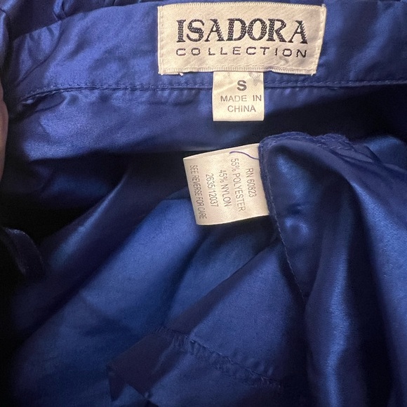 Formal blue silk-like wrap top - Picture 7 of 7